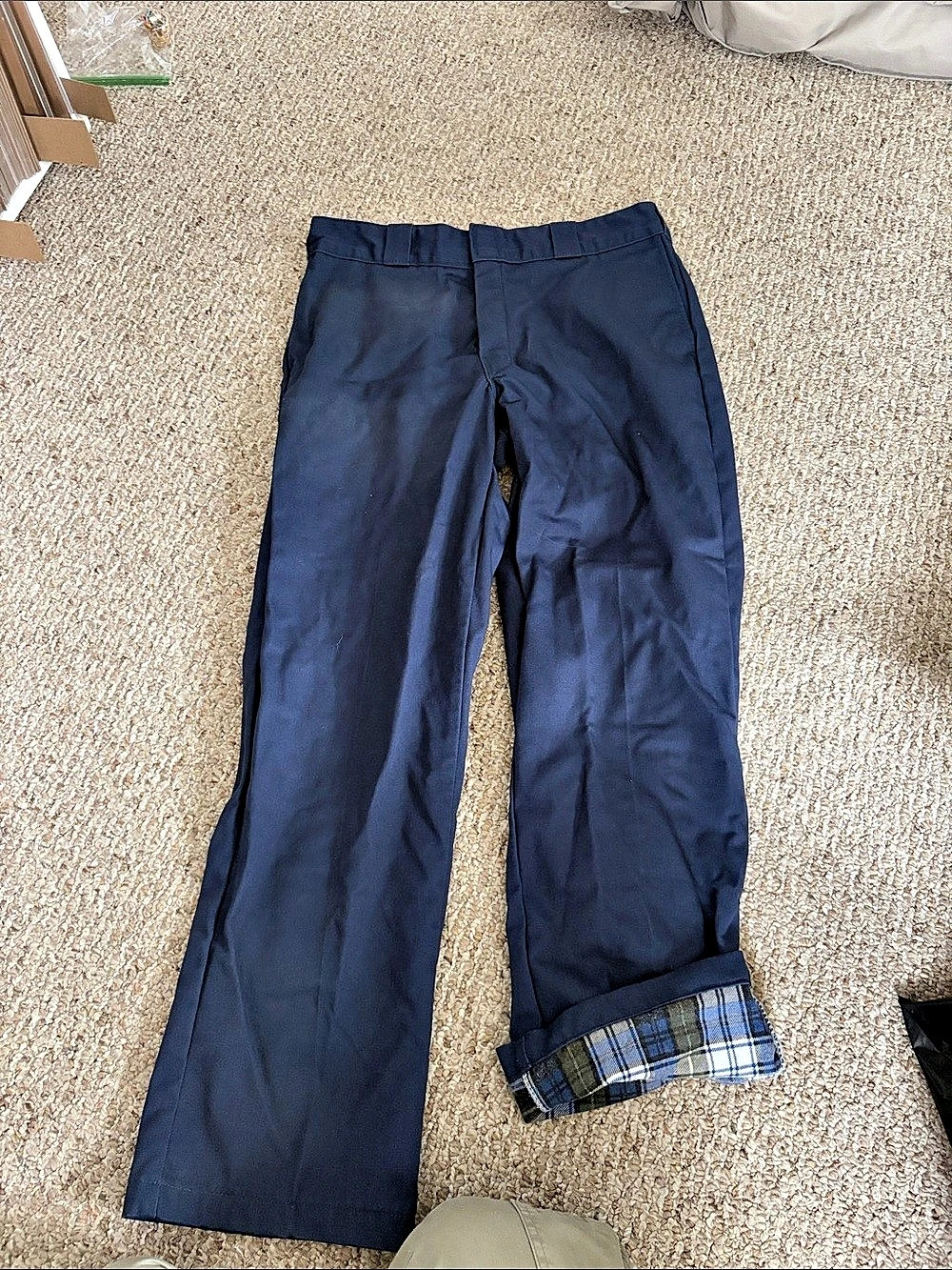 Dickies 874 Cargo Pants Plaid Cuff in Blue Size 34/30